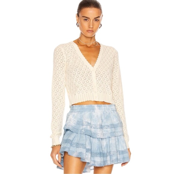 LoveShackFancy Janie Cropped Cardigan - Picture 1 of 16